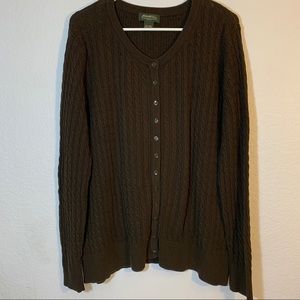 Eddie Bauer Brown Button Up Cardigan XXL